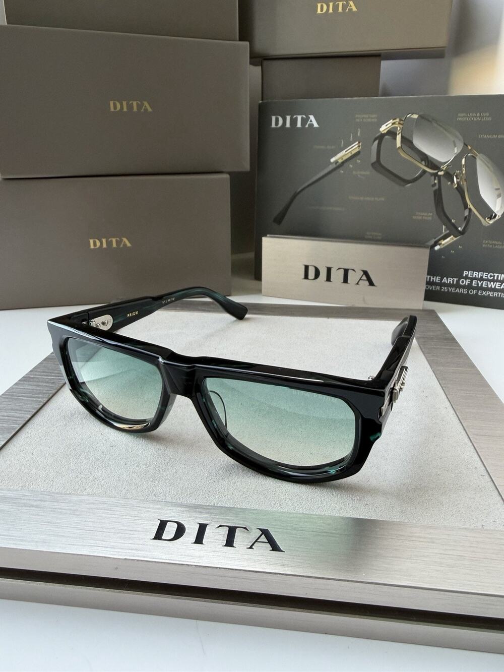 DITA PRIDM DTS753-A-01 Storm Swirl Silver Turquoise Lens Sunglasses AUTHENTIC
